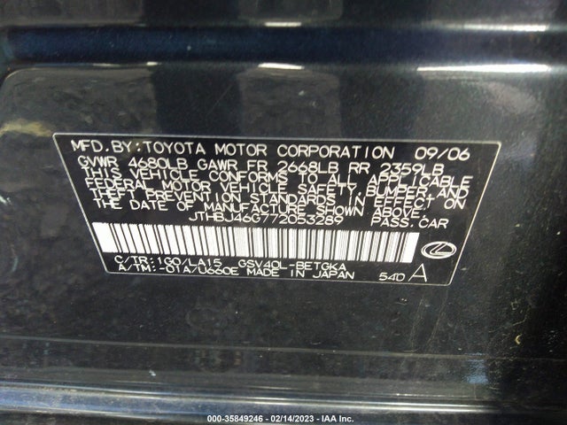 Lexus ES 350 2007 JTHBJ46G772053289 Image 10