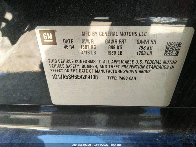 Chevrolet SONIC LS 2014 1G1JA5SH6E4209138 Image 9