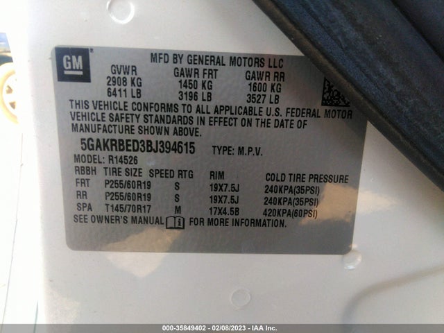 2011 BUICK ENCLAVE CXL-1 VIN: 5GAKRBED3BJ394615