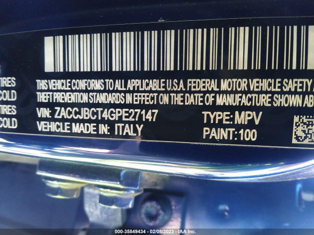 2016 Jeep Renegade, VIN: ZACCJBCT4GPE27147