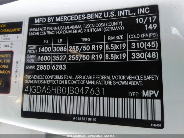 4JGDA5HB0JB047631 Mercedes-Benz Gle Gle 350