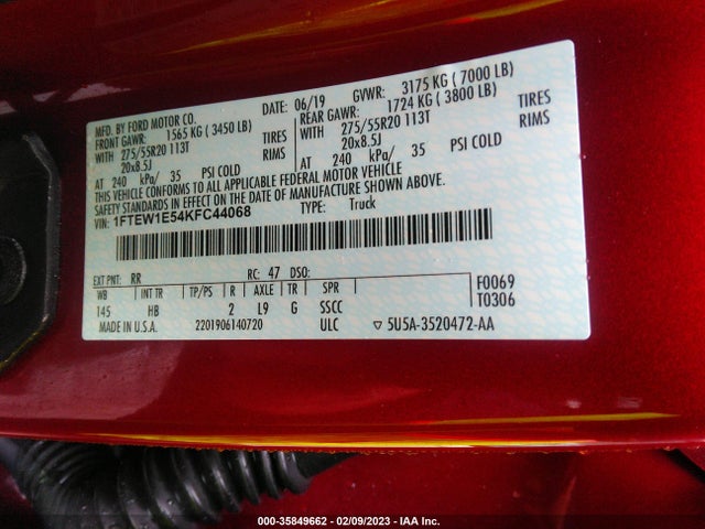 2019 Ford F-150, VIN: 1FTEW1E54KFC44068