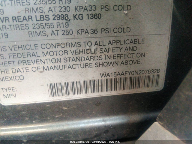 2022 Audi Q5, VIN: WA15AAFY0N2076328