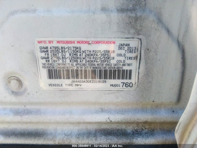 JA4AD3A30EZ019129 Mitsubishi Outlander Se