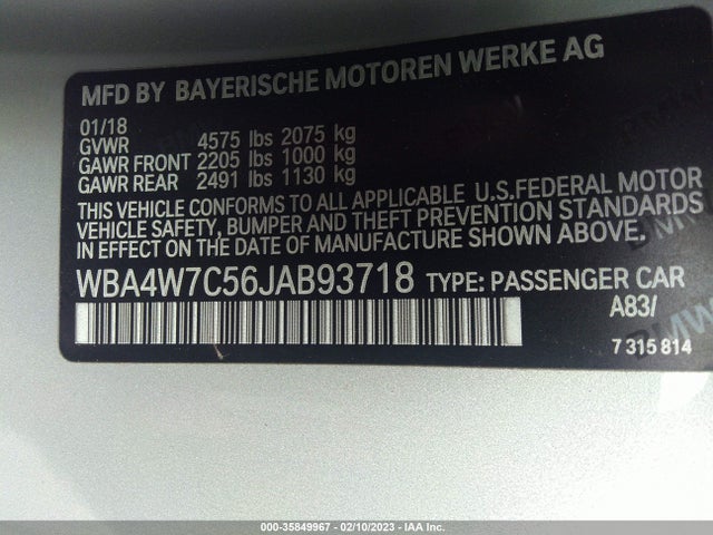 2018 BMW 4 Series, VIN: WBA4W7C56JAB93718