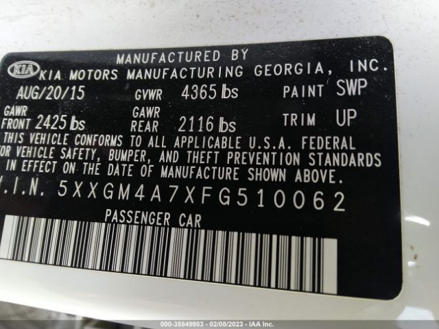 5XXGM4A7XFG510062 KIA Optima Lx