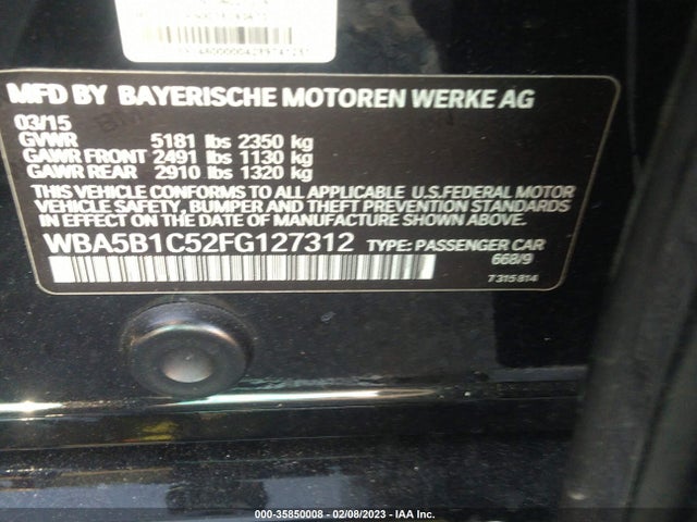 BMW 5 Series 535i 2015 WBA5B1C52FG127312 Image 9