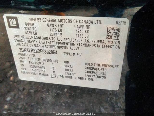 2GKALREK2F6302064 GMC Terrain Sle