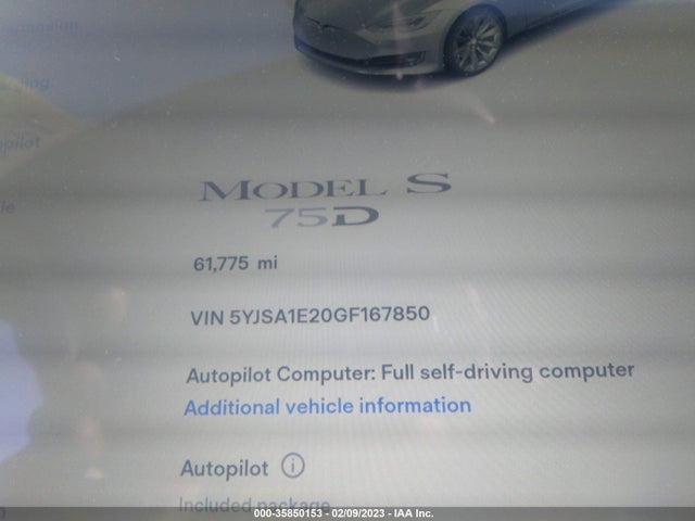 2016 Tesla Model S, VIN: 5YJSA1E20GF167850