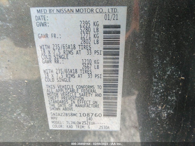 2021 Nissan Murano, VIN: 5N1AZ2BS8MC108760