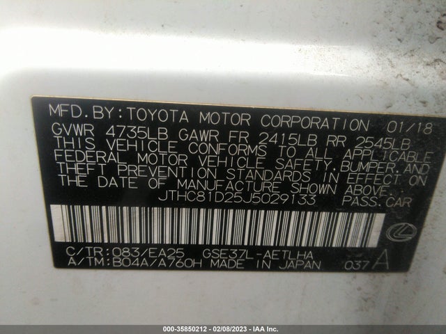 2018 Lexus IS, VIN: JTHC81D25J5029133