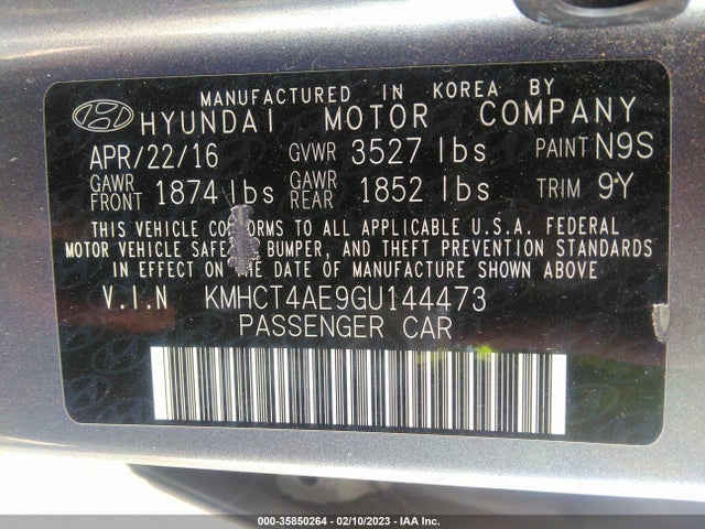 2016 Hyundai Accent, VIN: KMHCT4AE9GU144473