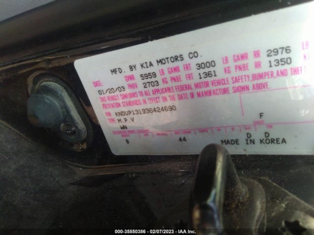 KNDUP131936424690 KIA Sedona Lx/ex
