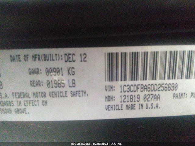 2013 DODGE DART RALLYE VIN: 1C3CDFBA6DD256690