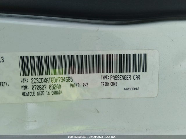 2013 DODGE CHARGER POLICE VIN: 2C3CDXAT6DH734585