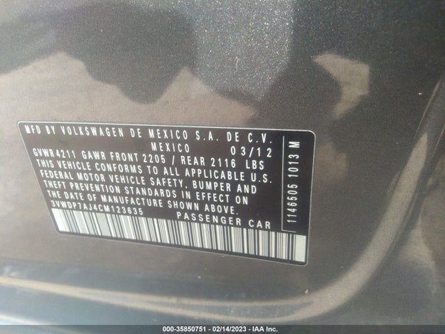 3VWDP7AJ4CM123635 Volkswagen Jetta Sedan Se W