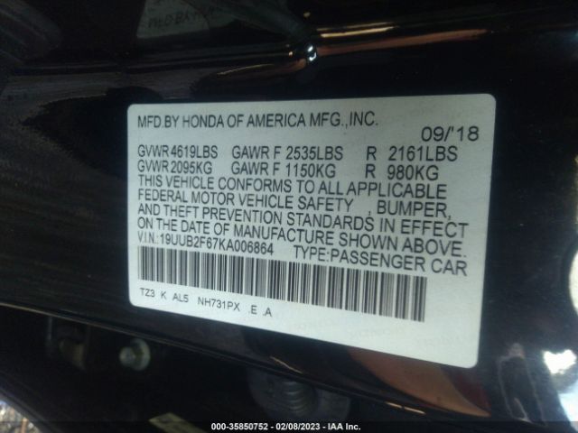 19UUB2F67KA006864 Acura Tlx W/a-spec Pkg
