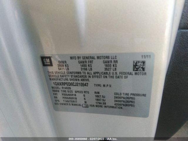 1GKKRPED6CJ210947 GMC ACADIA SLE