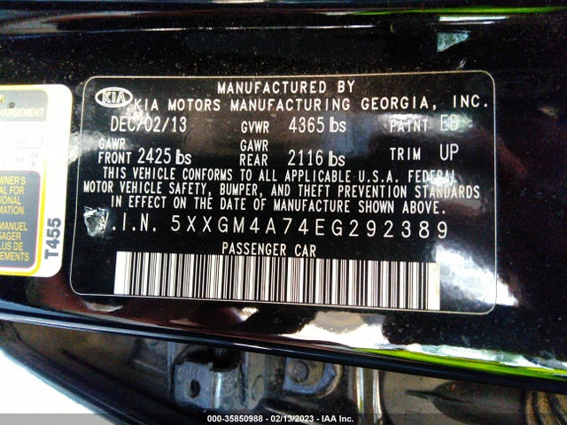 KIA Optima Lx 2014 5XXGM4A74EG292389 Image 10