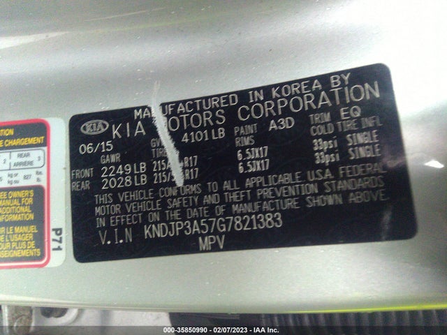 KIA SOUL + 2016 KNDJP3A57G7821383 Image 9