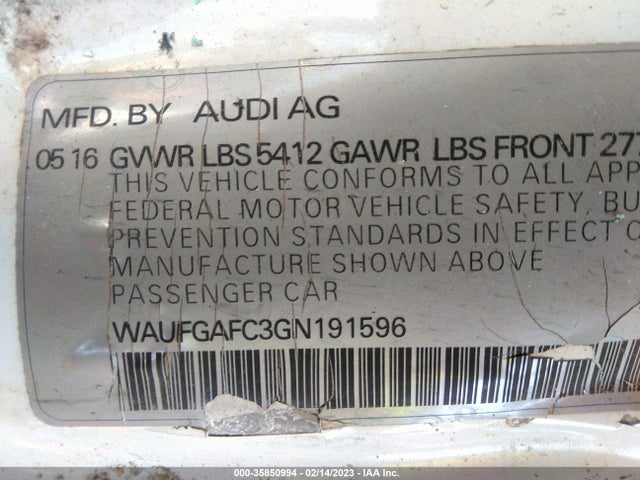WAUFGAFC3GN191596 Audi A6 3.0t Premium Plus