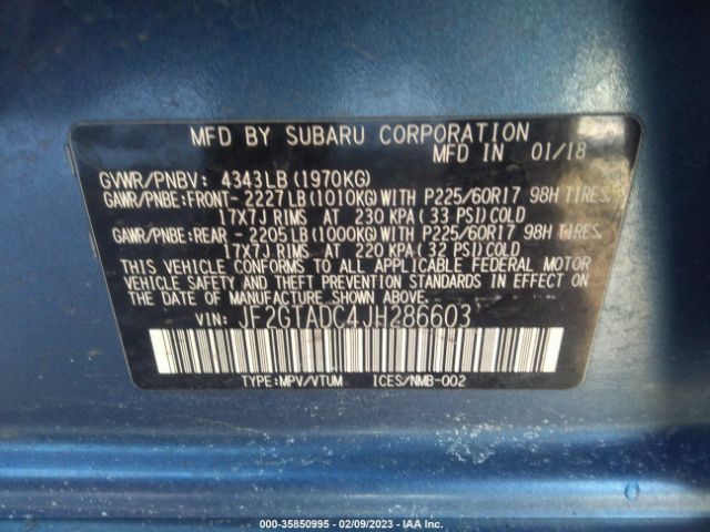 JF2GTADC4JH286603 Subaru Crosstrek Premium