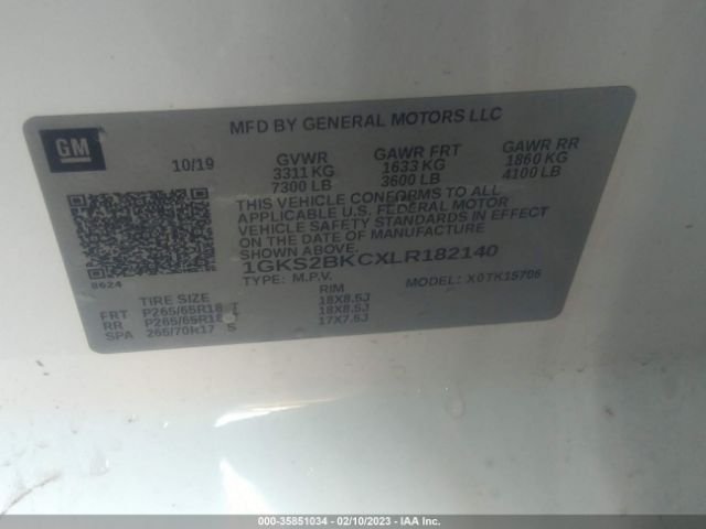 1GKS2BKCXLR182140 GMC YUKON SLT
