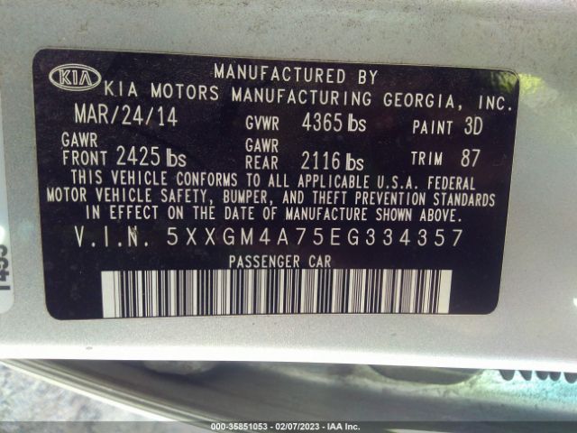5XXGM4A75EG334357 KIA Optima Lx