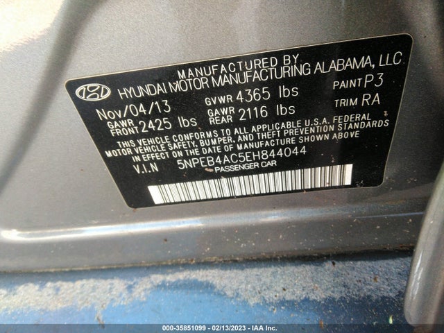 Hyundai SONATA GLS 2014 5NPEB4AC5EH844044 Image 10