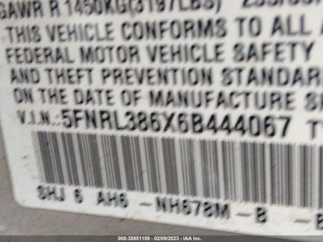 2006 HONDA ODYSSEY EX-L VIN: 5FNRL386X6B444067