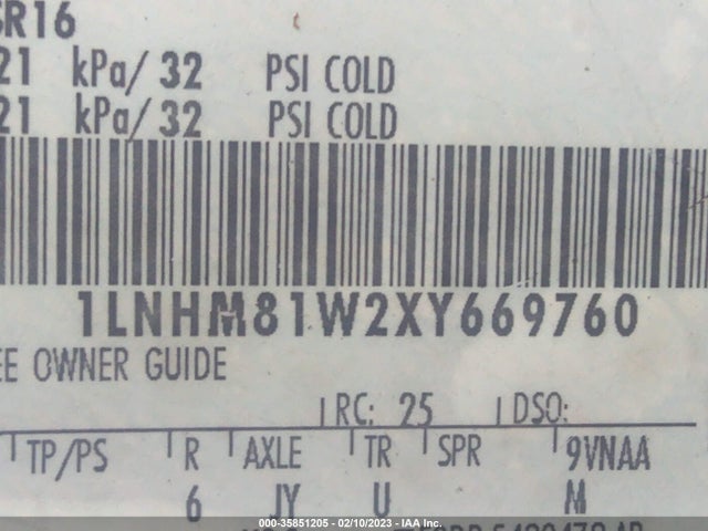 Lincoln Town Car 1999 1LNHM81W2XY669760 Image 10