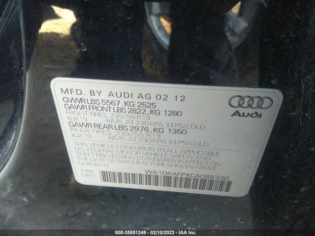 Audi Q5 3.2l Premium Plus 2012 WA1DKAFPXCA088330 Image 9