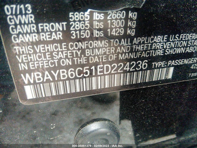 2014 BMW 7 Series, VIN: WBAYB6C51ED224236