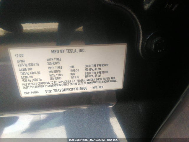 Tesla Model Y Long Range 2023 7SAYGDEE2PF619966 Image 10