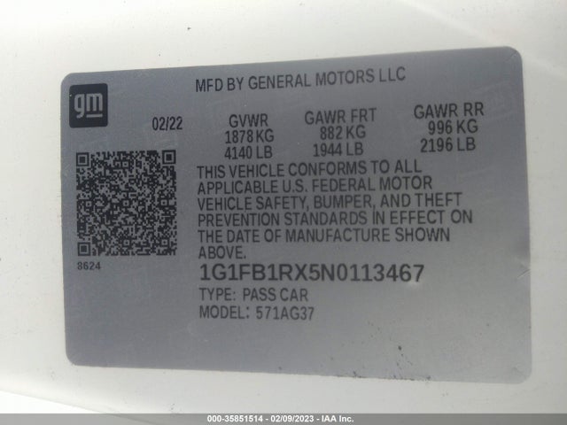 Chevrolet Camaro 1lt 2022 1G1FB1RX5N0113467 Image 9