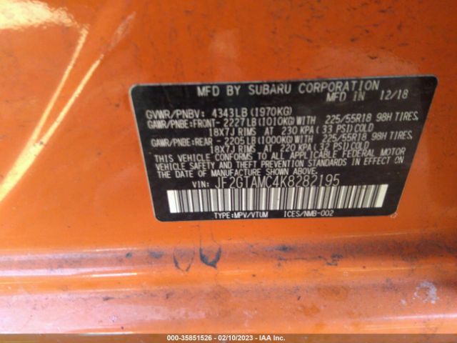 JF2GTAMC4K8282195 Subaru Crosstrek Limited