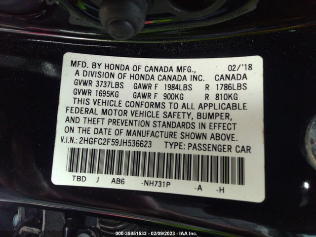 Honda Civic Sedan Lx 2018 2HGFC2F59JH536623 Image 9