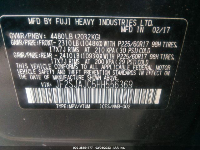 JF2SJAJC5HH556369 Subaru Forester Limited