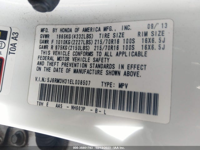 2014 HONDA CR-V LX VIN: 5J6RM3H31EL008507