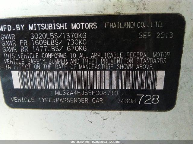ML32A4HJ6EH008710 Mitsubishi MIRAGE ES