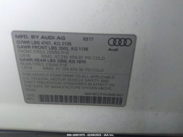 WA1BCCFS0JR001621 Audi Q3 Premium/sport Premium