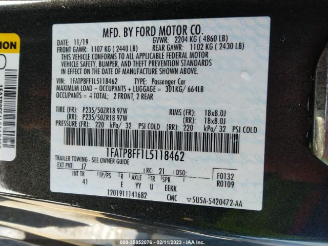 1FATP8FF1L5118462 Ford Mustang Gt Premium