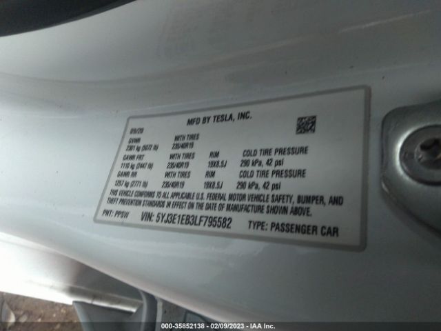 5YJ3E1EB3LF795582 Tesla MODEL 3