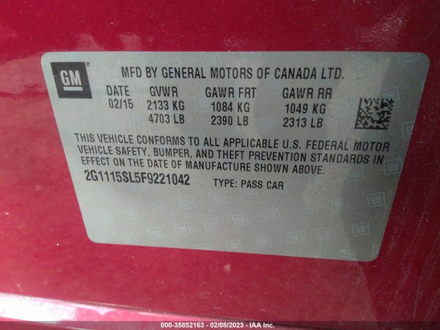 Chevrolet IMPALA LT 2015 2G1115SL5F9221042 Image 11