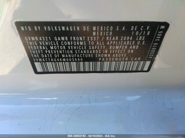 2019 Volkswagen Golf GTI, VIN: 3VW6T7AU4KM003590
