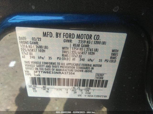 3FTTW8E33NRA37354 Ford Maverick Xl/xlt/lariat