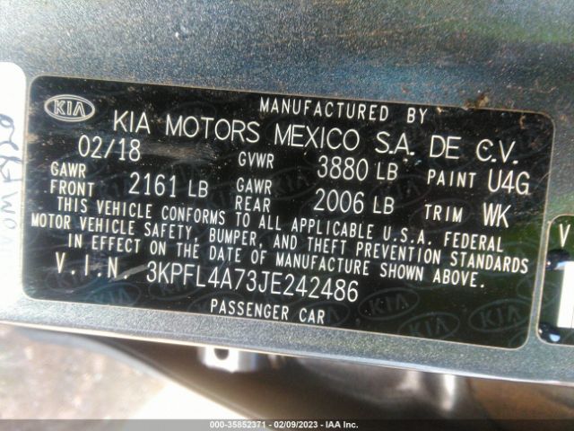 3KPFL4A73JE242486 KIA FORTE S