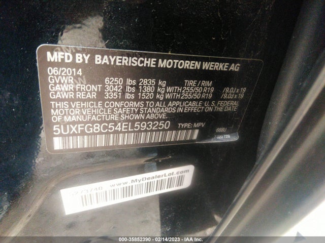 BMW X6 Xdrive50i 2014 5UXFG8C54EL593250 Image 9