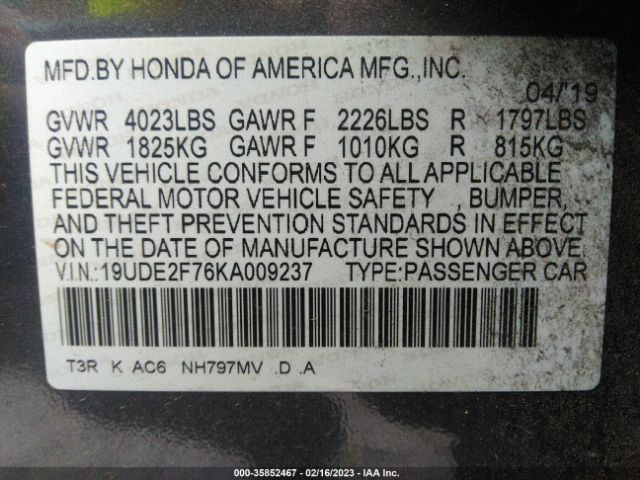 19UDE2F76KA009237 Acura Ilx Pkg