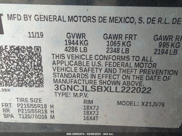 Chevrolet Trax Lt 2020 3GNCJLSBXLL222022 Image 9